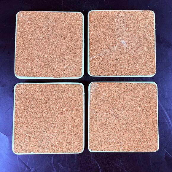 French Country Rooster Coasters Stone Set of 4 Cork Back Farmhouse Kitchen - Picture 2 of 8